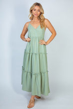 Load image into Gallery viewer, White Birch Golden Age Full Size Sleeveless Foil Tiered Dress
