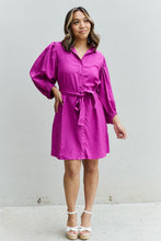 Load image into Gallery viewer, Jade By Jane Hello Darling Full Size Half Sleeve Belted Mini Dress in Magenta
