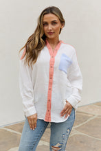 Load image into Gallery viewer, White Birch Full Size Color Block Woven Button Down Top