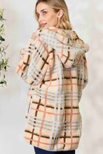Load image into Gallery viewer, H&T Checked Faux Fur Hooded Jacket