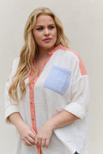 Load image into Gallery viewer, White Birch Full Size Color Block Woven Button Down Top