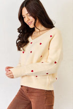 Load image into Gallery viewer, J.NNA Hearts Pattern V-Neck Sweater