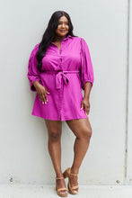 Load image into Gallery viewer, Jade By Jane Hello Darling Full Size Half Sleeve Belted Mini Dress in Magenta