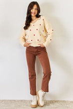 Load image into Gallery viewer, J.NNA Hearts Pattern V-Neck Sweater