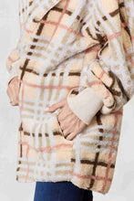 Load image into Gallery viewer, H&T Checked Faux Fur Hooded Jacket