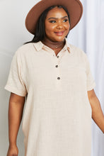 Load image into Gallery viewer, Zenana Iconic Scene Full Size Gauze Half Button Dress in Dusty Blush