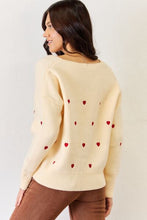 Load image into Gallery viewer, J.NNA Hearts Pattern V-Neck Sweater