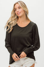 Load image into Gallery viewer, BiBi Round Neck Polka Dot Lantern Sleeve Top