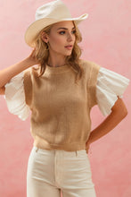 Load image into Gallery viewer, Oh Full Size Ruffled Round Neck Short Sleeve Sweater
