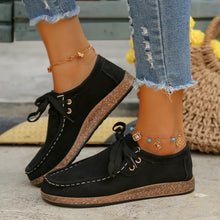 Load image into Gallery viewer, Suede Lace-Up Flat Slip-Ons

