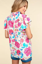 Load image into Gallery viewer, Haptics Notch Neck Sequin Floral Blouse
