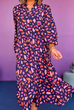 Load image into Gallery viewer, Printed Notched Long Sleeve Dress
