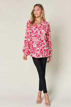 Load image into Gallery viewer, Double Take Full Size Printed Ruffle Trim Balloon Sleeve Shirt

