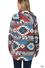 Load image into Gallery viewer, BRUSHED AZTEC OVERSIZED SHACKET WITH POCKETS
