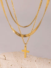 Load image into Gallery viewer, 18K Gold-Plated Three-Layered Cross Necklace

