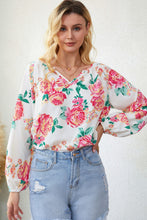 Load image into Gallery viewer, Double Take Floral Notched Neck Long Sleeve Blouse
