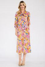 Load image into Gallery viewer, Celeste Full Size Floral Midi Dress with Bow Tied
