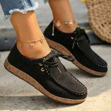 Load image into Gallery viewer, Suede Lace-Up Flat Slip-Ons
