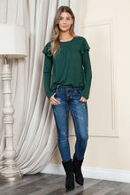 Load image into Gallery viewer, Solid Long Sleeve Shoulder Ruffle Top
