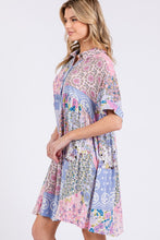 Load image into Gallery viewer, SAGE + FIG Floral Collared Neck Half Sleeve Mini Shirt Dress
