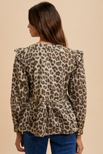 Load image into Gallery viewer, Annie Wear Tied Leopard Round Neck Peplum Blouse
