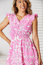 Load image into Gallery viewer, Double Take Floral V-Neck Cap Sleeve Dress
