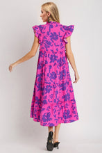 Load image into Gallery viewer, Oh Full Size Ruffled Printed Notched Cap Sleeve Midi Dress

