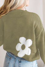 Load image into Gallery viewer, Round Neck Floral Pattern Color Contrast  Design Long Sleeve Sweater
