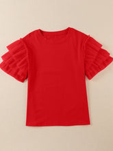 Load image into Gallery viewer, Ruffled Round Neck Short Sleeve Blouse
