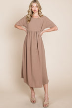 Load image into Gallery viewer, BOMBOM Round Neck Ruched Midi Dress

