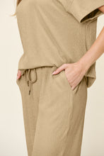 Load image into Gallery viewer, Double Take Full Size Texture Round Neck Short Sleeve T-Shirt and Wide Leg Pants
