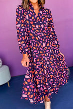 Load image into Gallery viewer, Printed Notched Long Sleeve Dress
