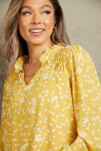 Load image into Gallery viewer, Double Take Printed Notched Neck Smocked Blouse
