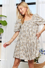 Load image into Gallery viewer, ADORA Floral Square Neck Puff Sleeve Dress
