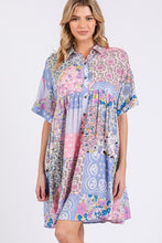 Load image into Gallery viewer, SAGE + FIG Floral Collared Neck Half Sleeve Mini Shirt Dress
