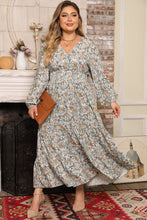 Load image into Gallery viewer, Plus Size Printed Balloon Sleeve Ruffle Hem Dress
