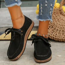 Load image into Gallery viewer, Suede Lace-Up Flat Slip-Ons
