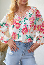 Load image into Gallery viewer, Double Take Floral Notched Neck Long Sleeve Blouse
