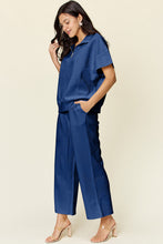 Load image into Gallery viewer, Double Take Full Size Texture Half Zip Short Sleeve Top and Pants Set
