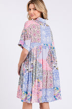 Load image into Gallery viewer, SAGE + FIG Floral Collared Neck Half Sleeve Mini Shirt Dress
