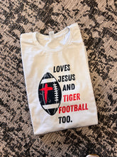 Load image into Gallery viewer, Loves Jesus and Football Too Short-Sleeve Tee

