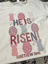 Load image into Gallery viewer, He Is Risen Vintage Easter Coquette Tee
