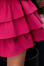 Load image into Gallery viewer, Dark Fuschia Woven Tiered Skirt
