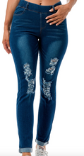 Load image into Gallery viewer, Pull-On Distressed Mom Jeans
