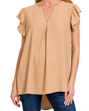 Load image into Gallery viewer, Woven Airflow Ruffle-Sleeve Top
