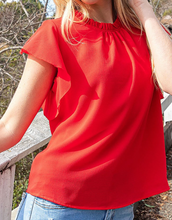 Load image into Gallery viewer, Red Ruffle Woven Top
