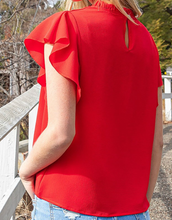 Load image into Gallery viewer, Red Ruffle Woven Top
