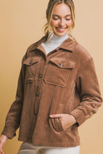 Load image into Gallery viewer, Love Tree Corduroy Button Up Jacket with Sherpa Inside
