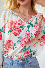 Load image into Gallery viewer, Double Take Floral Notched Neck Long Sleeve Blouse
