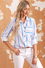 Load image into Gallery viewer, Double Take Striped Long Sleeve Collared Shirt

